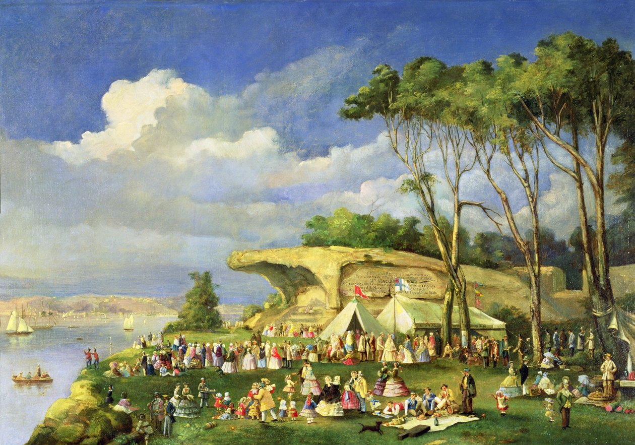 Piquenique na cadeira da senhora Macquaries, 1855 de Lieutenant George Austin Woods