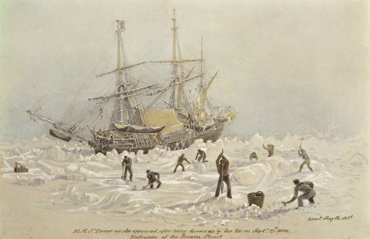 Incidentes em uma jornada comercial: HMS Terror como ela apareceu depois de ter sido jogada no gelo em Frozen Channel, 27 de setembro de 1836 de Lieutenant Smyth