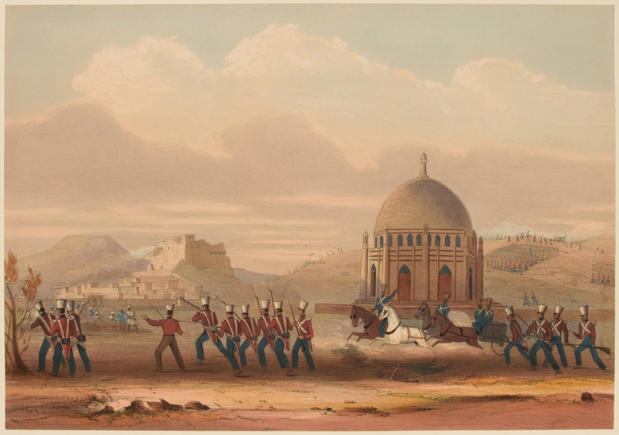 A tempestade de Khelat. A tomar as alturas. 13 de novembro de 1839 (cor litho) de Lieutenant Thomas (after) Wingate