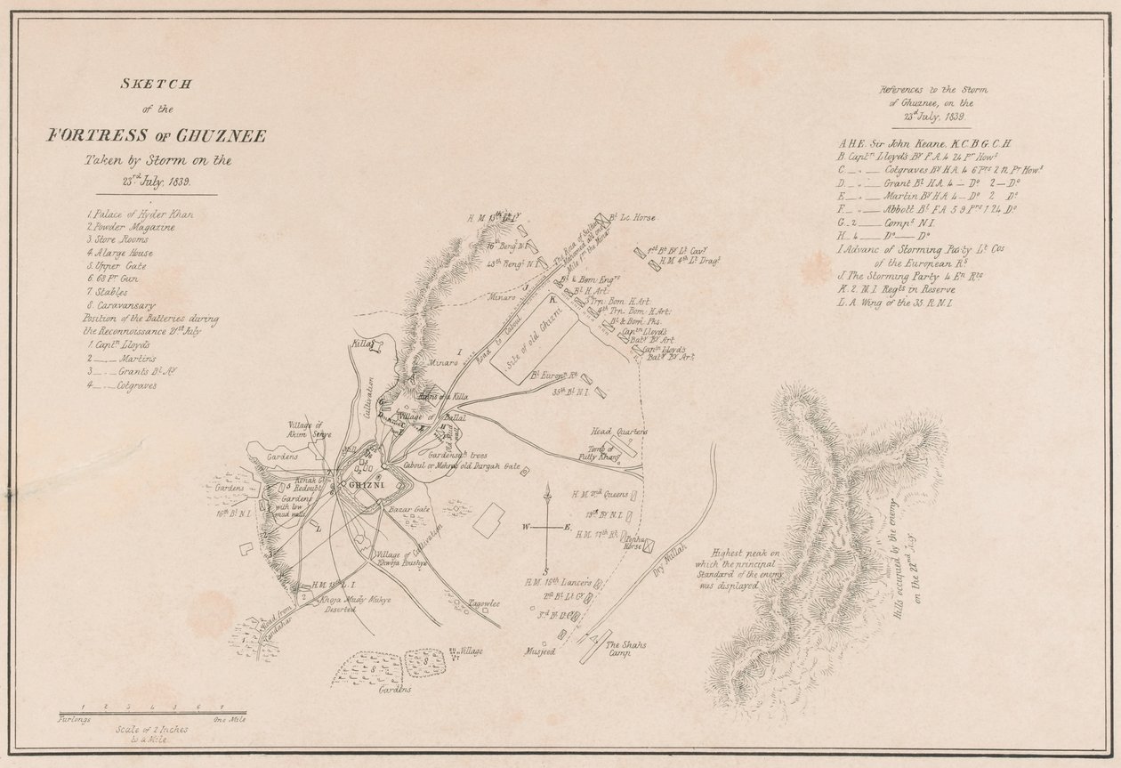  Esboço da Fortaleza de Ghuznee. Tomada por Tempestade em 23 de julho de 1839 de Lieutenant Thomas Wingate