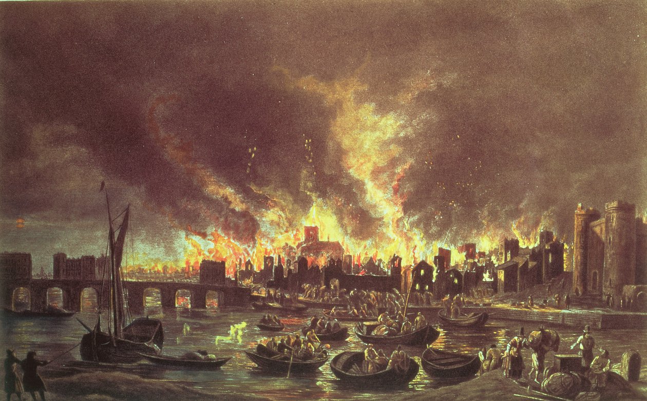 O Grande Incêndio de Londres, 1666 (impressão) (ver também 53641) de Lieve Verschuier