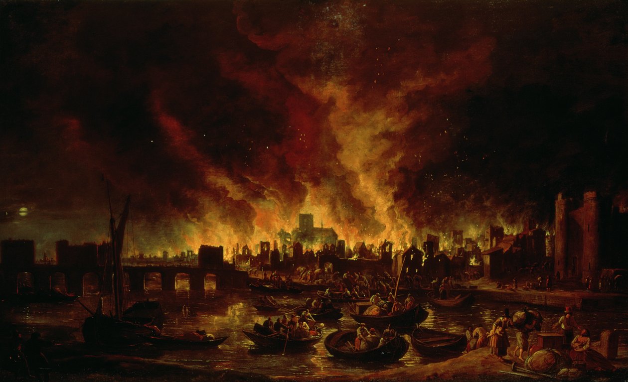O Grande Incêndio de Londres em 1666 de Lieve Verschuier