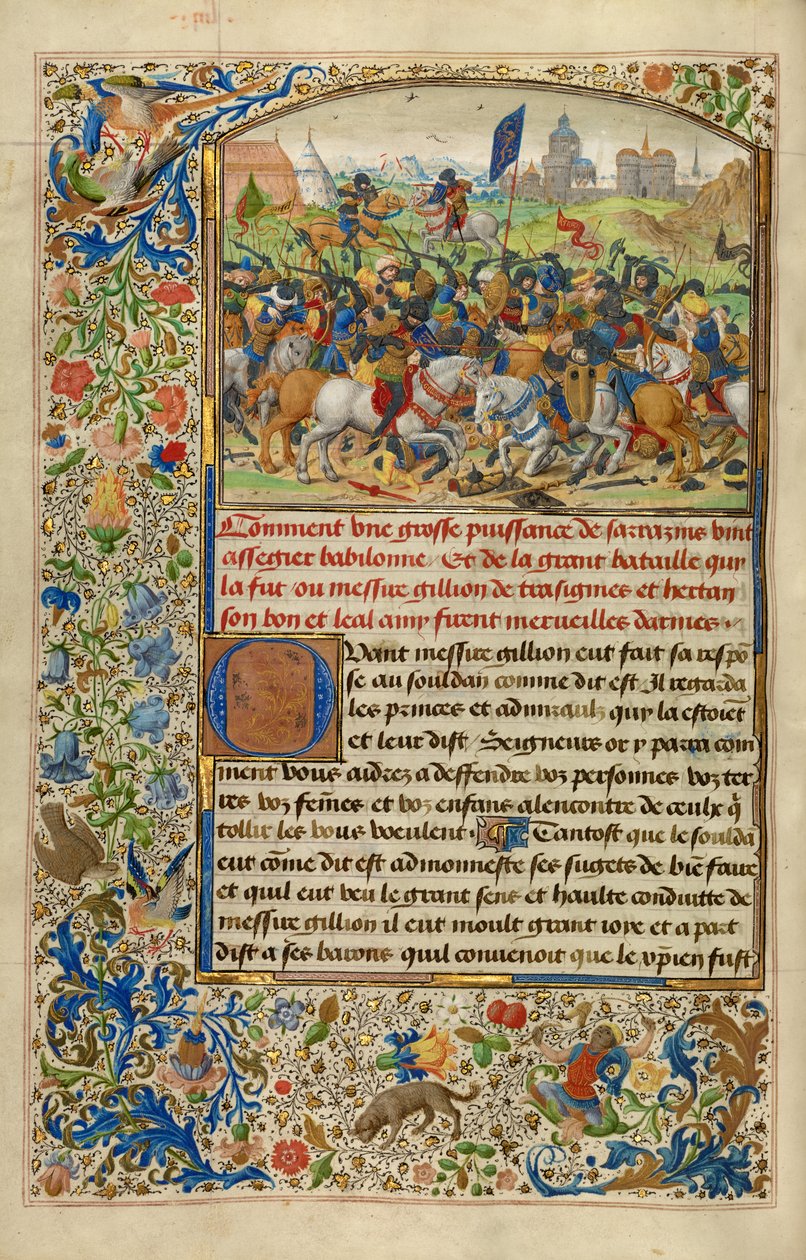Gillion derrota o rei Heitor e Gillion luta com o emir de Orbrie de Lieven van Lathem