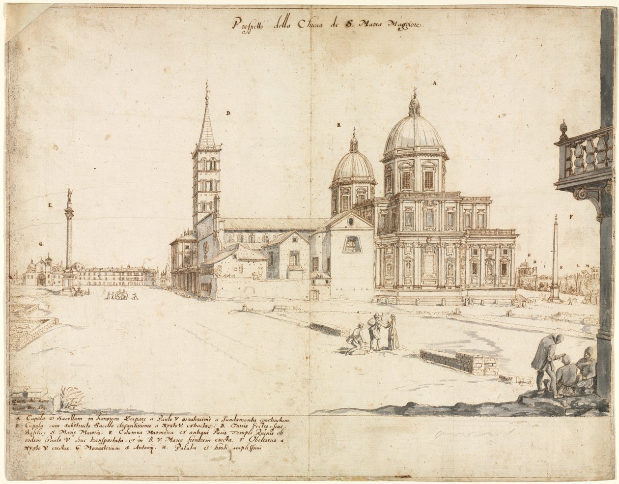 Dezoito vistas de Roma: a Basílica de Santa Maria Maggiore, 1664. de Lievin Cruyl