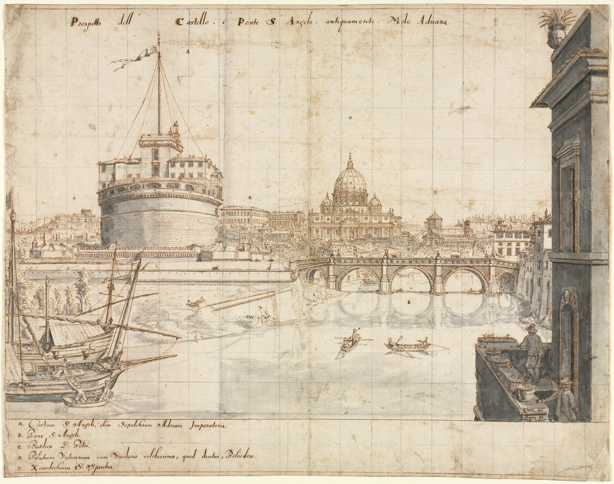 Dezoito vistas de Roma: o Castel SantAngelo, 1665. de Lievin Cruyl