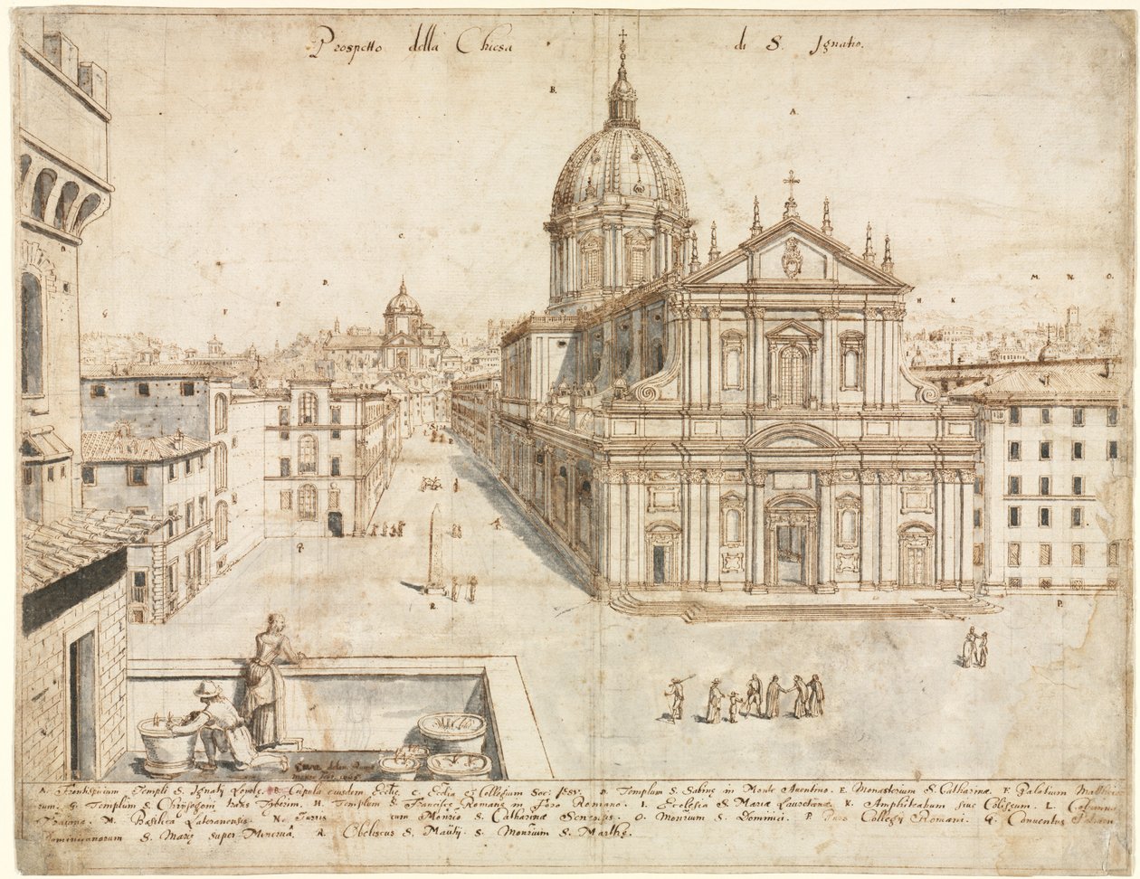 Dezoito Vistas de Roma: A Igreja de SantIgnazio, 1665. de Lievin Cruyl