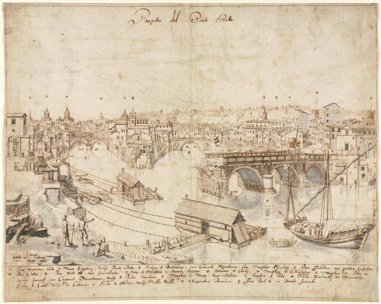 Dezoito vistas de Roma: a Ponte Rotto, 1665. de Lievin Cruyl
