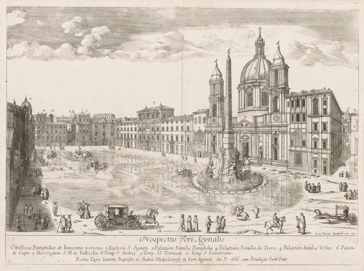 Piazza Navona de "Vista dos marcos da cidade de Roma" de Lievin Cruyl