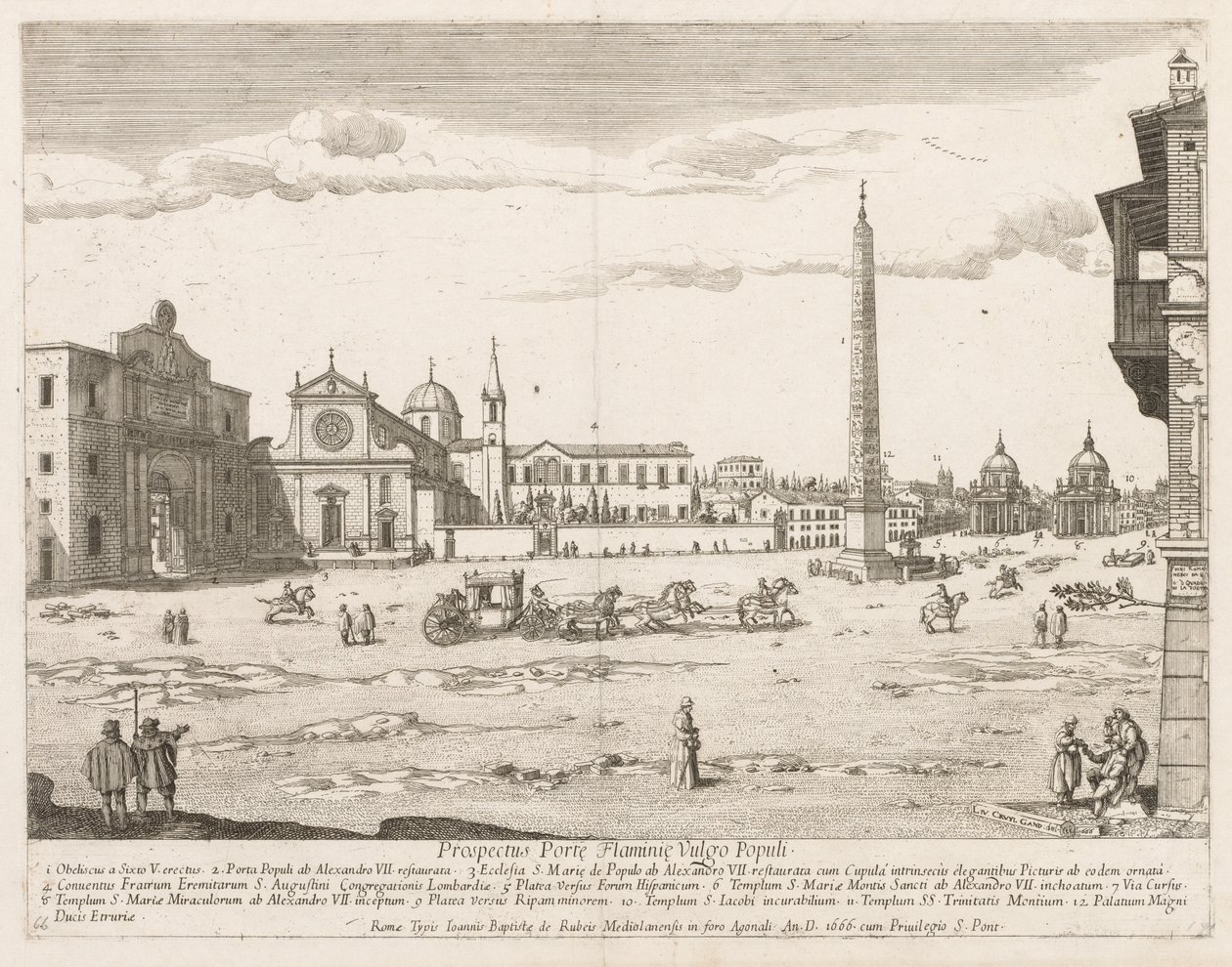Piazza del Popolo de "Vista dos marcos da cidade de Roma" de Lievin Cruyl