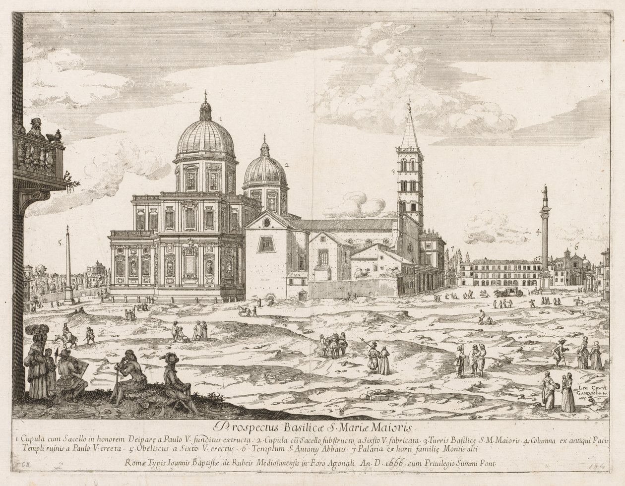 Santa Maria Maggiore de "Vista dos marcos da cidade de Roma" de Lievin Cruyl