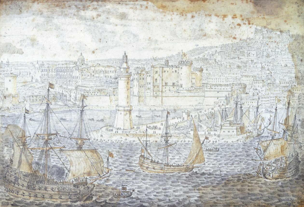 Vista de Nápoles, por Lievin Cruyl (1640-1720), Itália de Lievin Cruyl