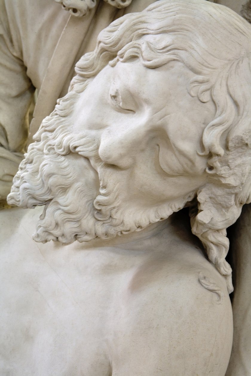 O sepultamento e o desmaio da Virgem, detalhe: cabeça de Jesus de Ligier Richier