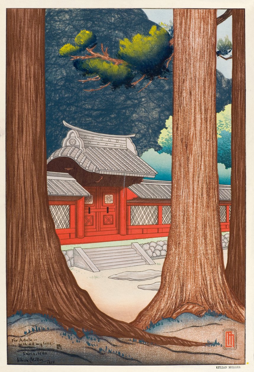Nikko Gateway, 1928 (woodblock) de Lilian May Miller
