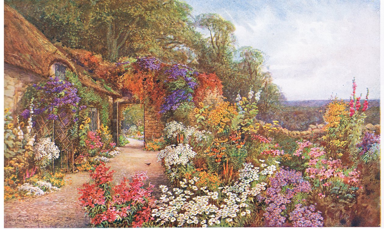 Um antigo jardim, dos jardins da Inglaterra: nos condados do sul e ocidentais publicados pelo estúdio, 1907 de Lilian Stannard