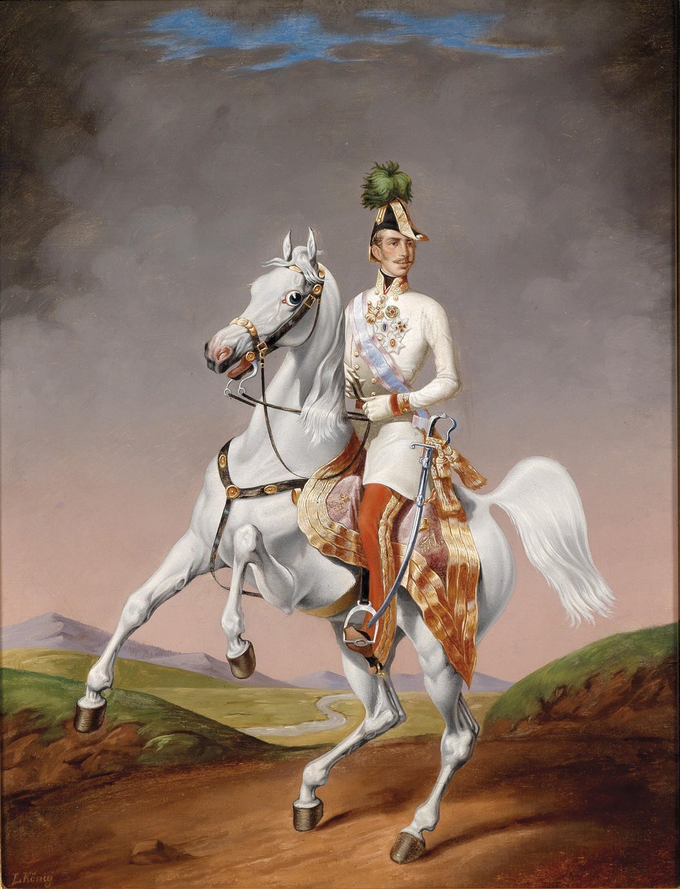 Retrato de Franz Joseph I da Áustria a cavalo, 1855 de Lilly König