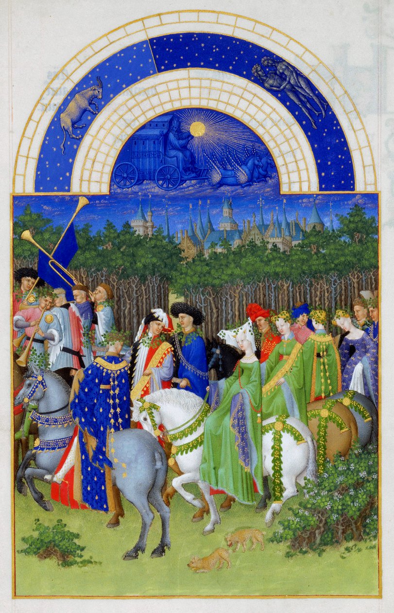 Maio As Horas Muito Ricas do Duque de Berry, 1412-1416 de Limbourg Brothers