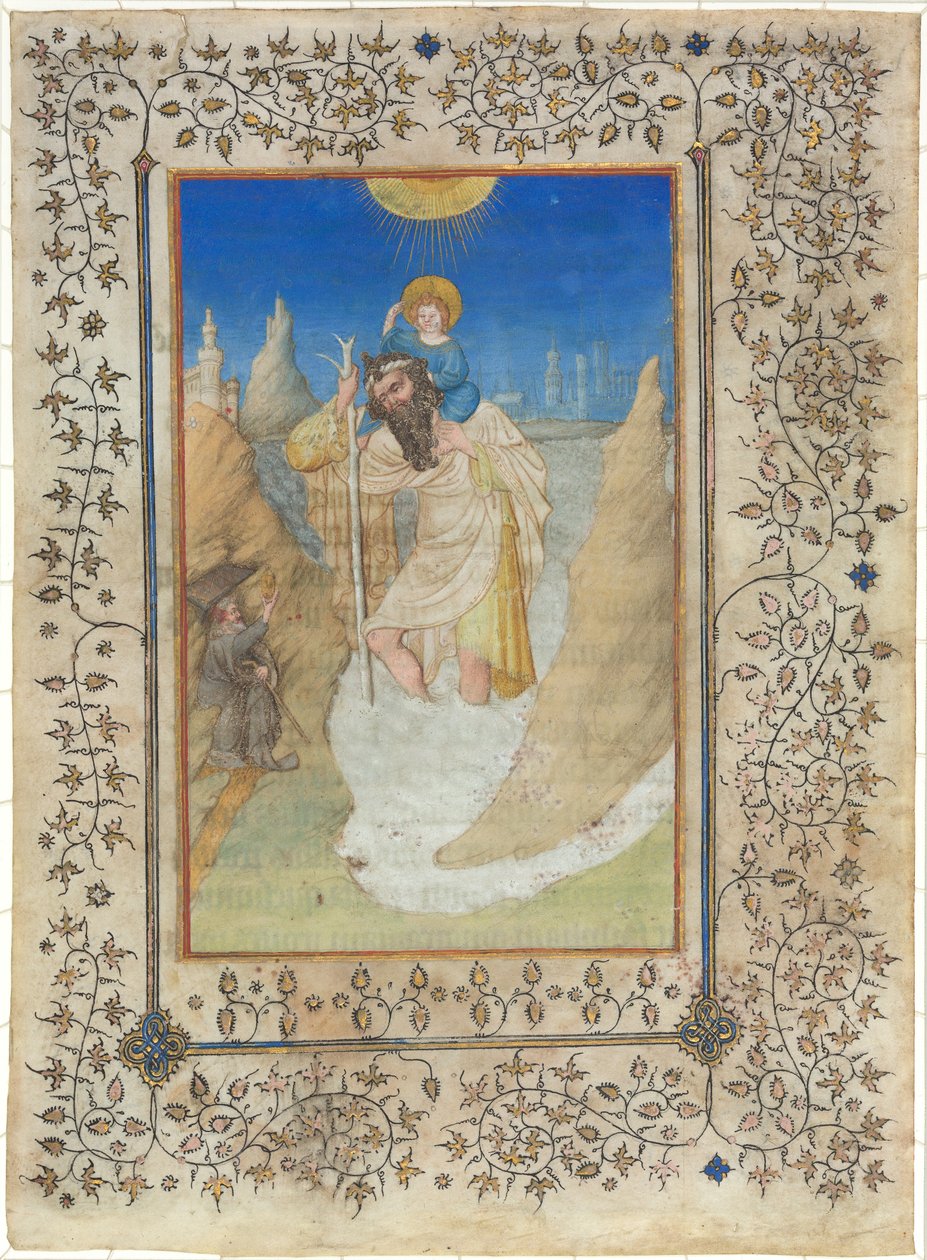 São Cristóvão carregando o Menino Jesus de Limbourg Brothers