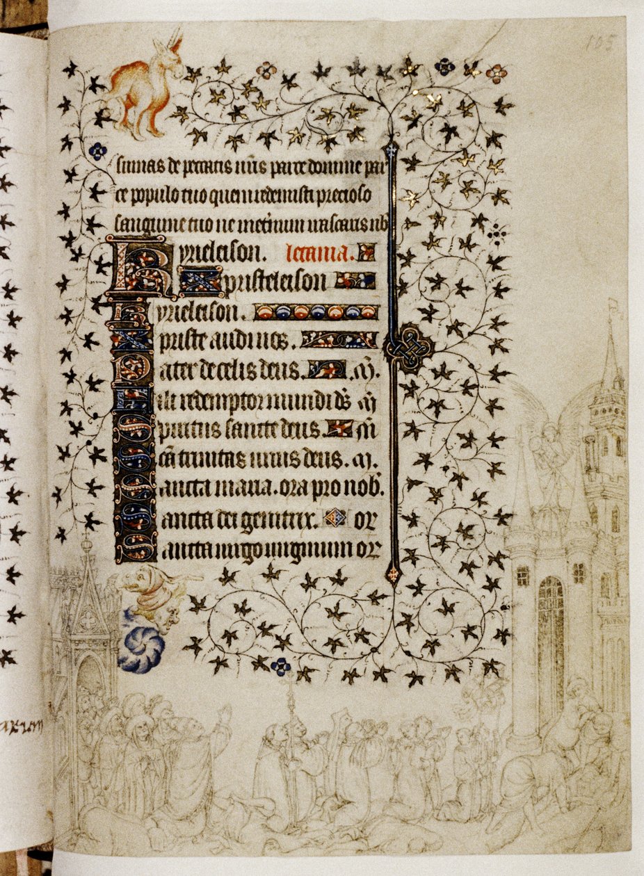 Ladainha de um Livro de Horas: a grande procissão de Gregório Magno a Roma contra a peste de Limbourg Brothers