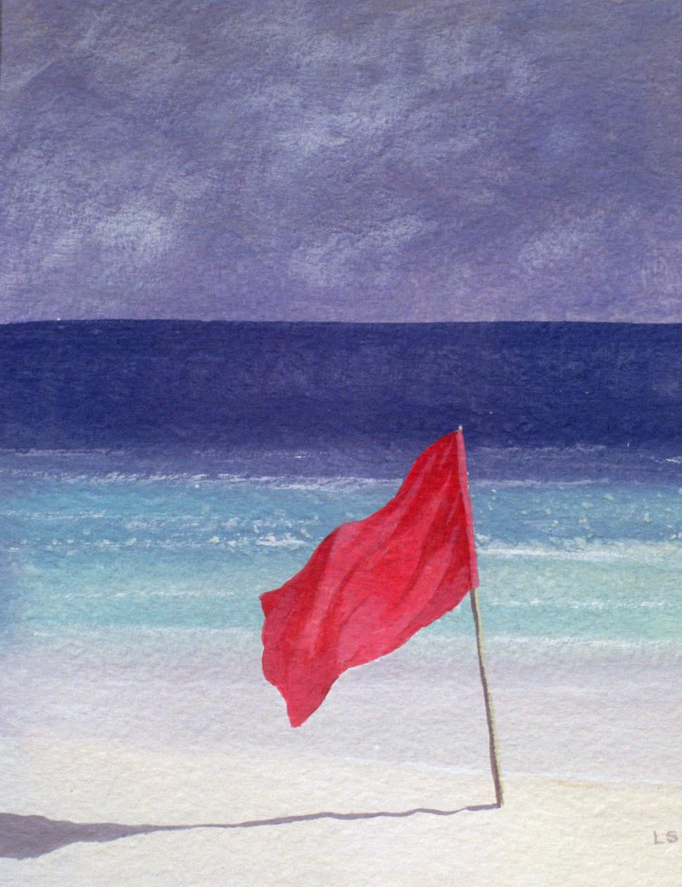 Bandeira de praia - Storm Warning, 1985 (acrílico sobre papel) de Lincoln Seligman