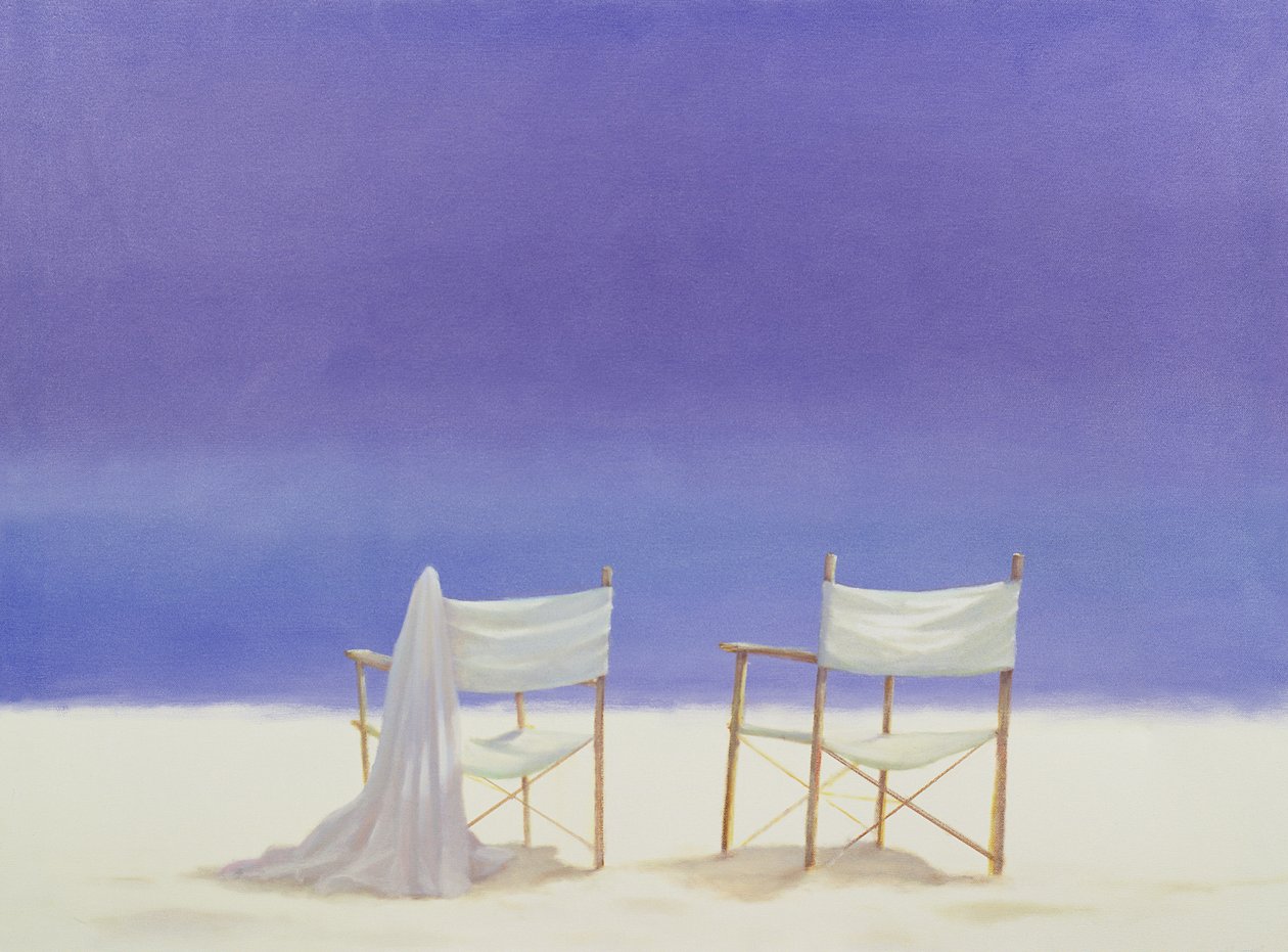 Cadeiras na praia, 1995 (acrílico sobre tela) de Lincoln Seligman