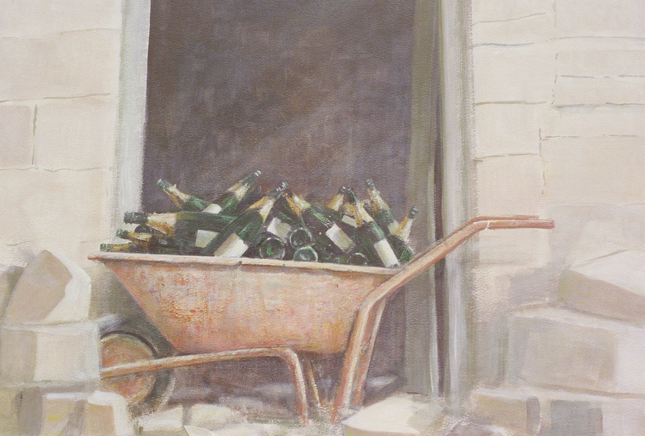 Carrinho de Mão Champanhe, 1985 (acrílico sobre tela) de Lincoln Seligman