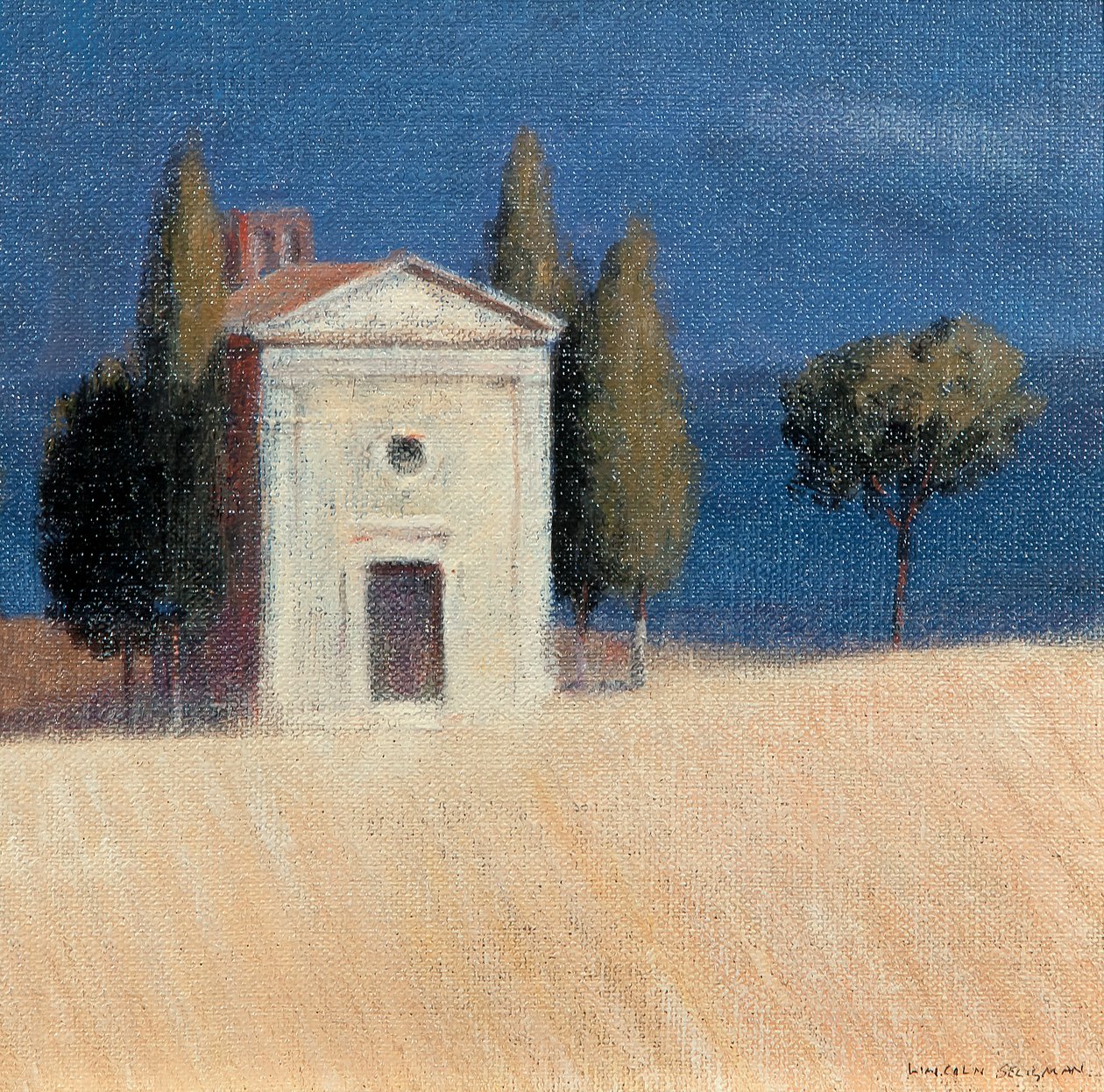 Capela perto de Pienza II, 2012 (acrílico sobre tela) de Lincoln Seligman