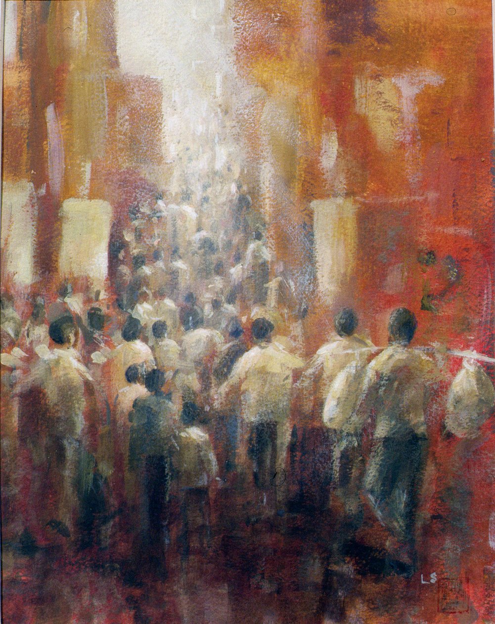 Rua Chinesa, 1992 (acrílico sobre papel) de Lincoln Seligman