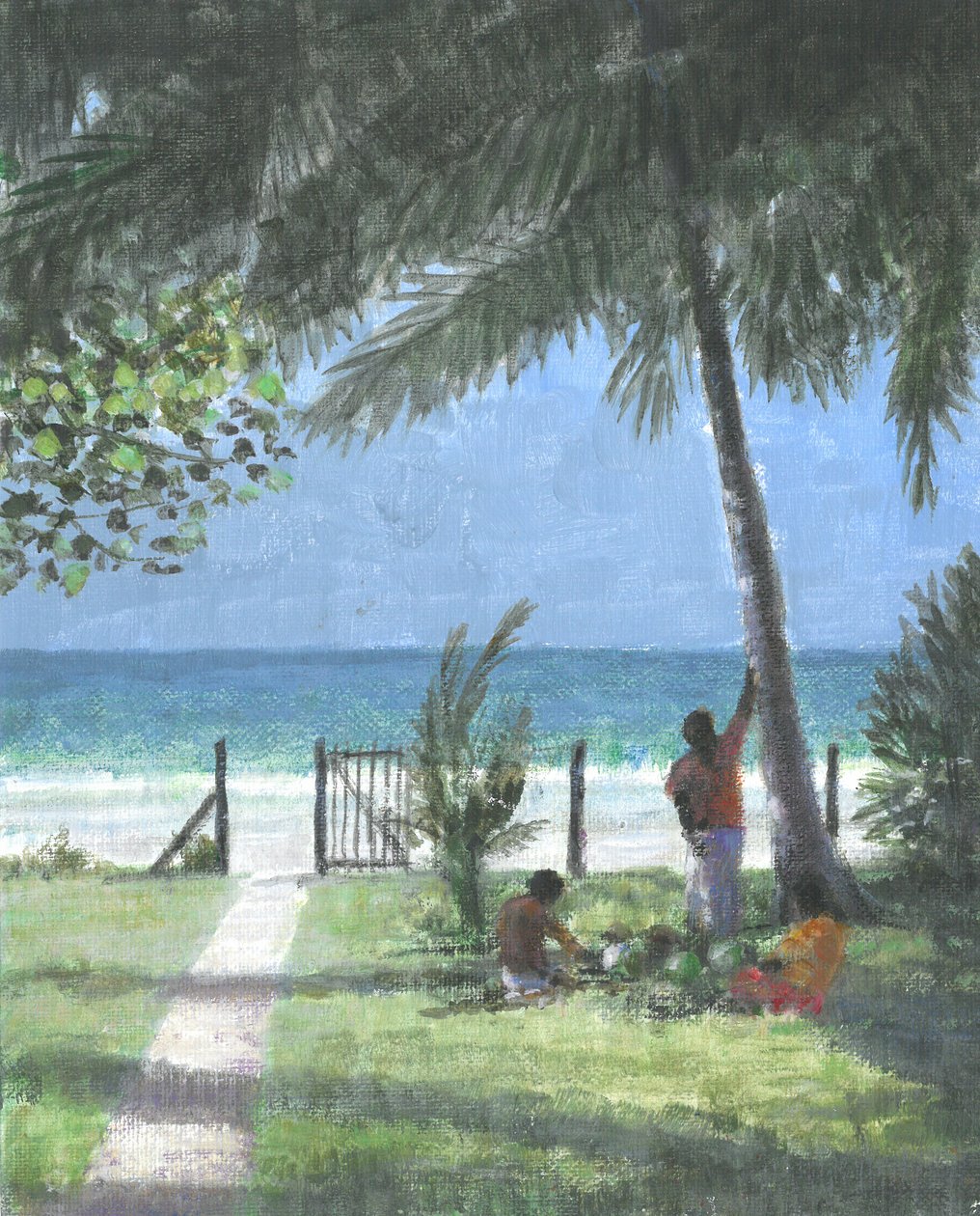 Coconut Man Calls, Sri Lanka, 2015 (acrílico sobre tela) de Lincoln Seligman