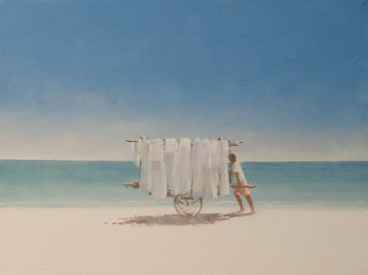 Vendedor de praia de Cuba, 2010 (acrílico sobre tela) de Lincoln Seligman