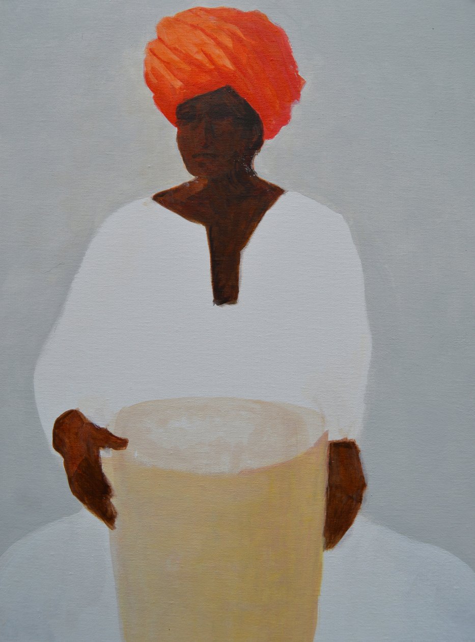 Baterista, turbante vermelho de Lincoln Seligman