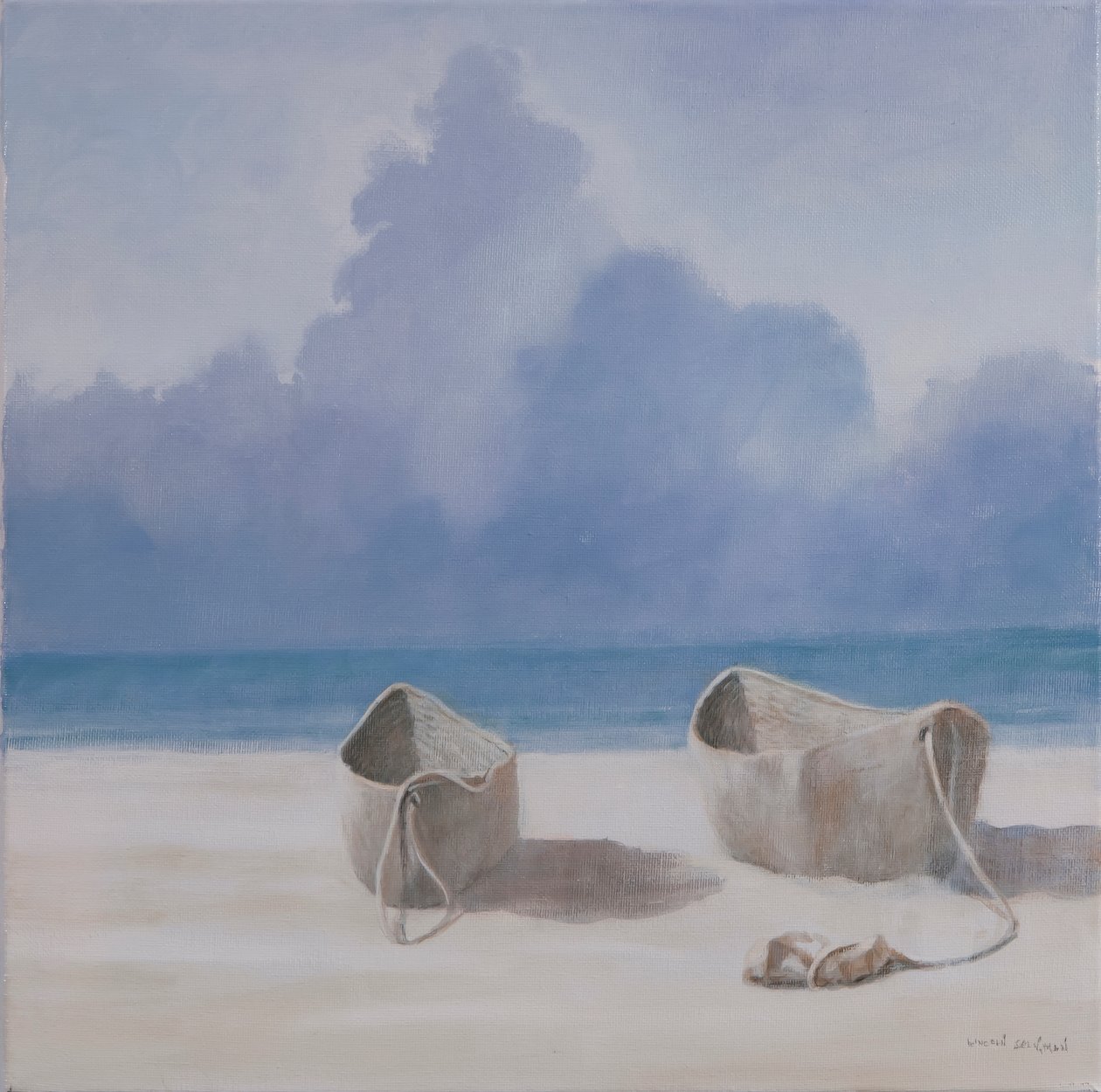 Abrigo dos pescadores, Kilifi, 2012 (acrílico sobre tela) de Lincoln Seligman