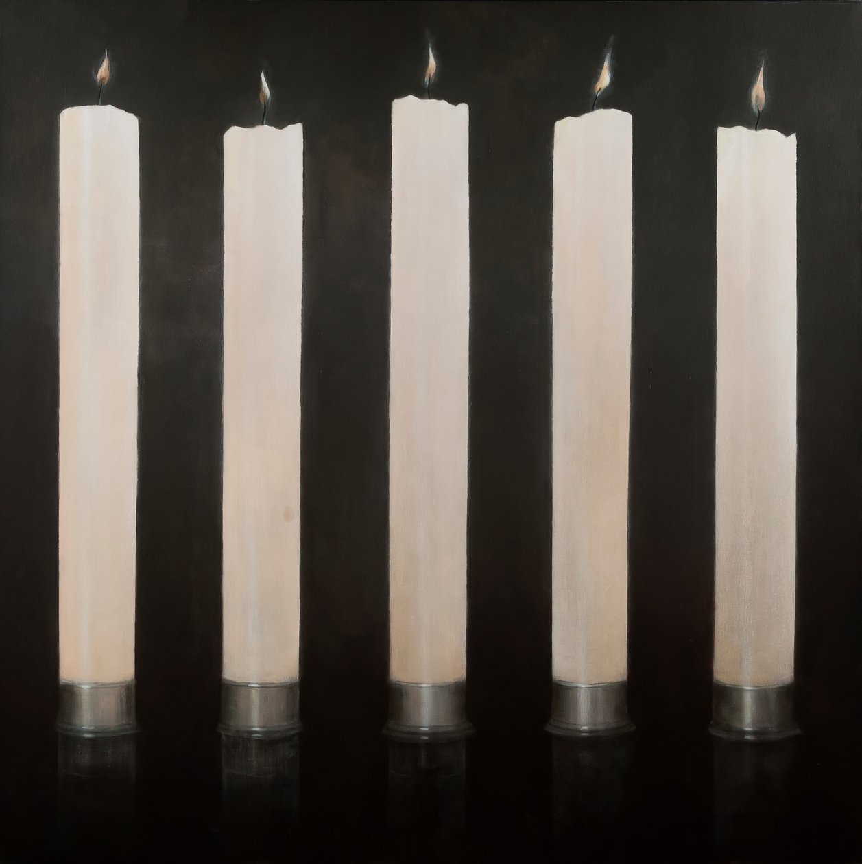 Cinco velas, Sri Lanka, 2012 (acrílico sobre tela) de Lincoln Seligman
