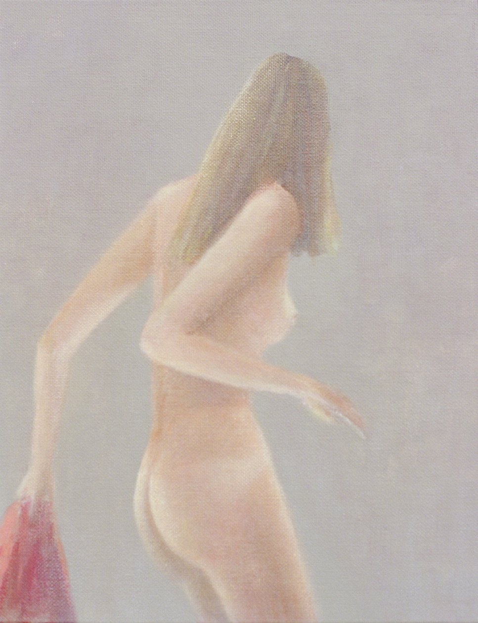 Menina com toalha vermelha, 1985 (acrílico sobre tela) de Lincoln Seligman