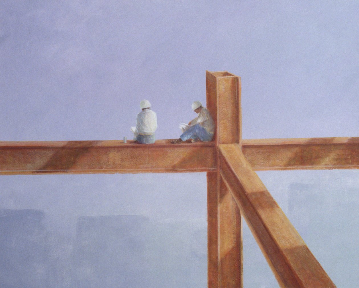 Lunchbreak, 1985 (acrílico a bordo) de Lincoln Seligman