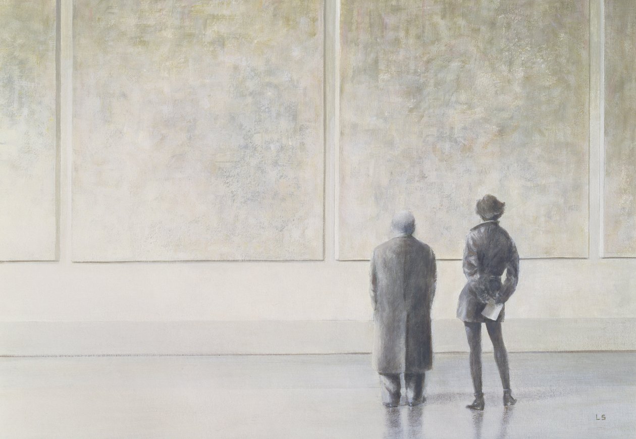 Homem e mulher em uma galeria de arte de Lincoln Seligman