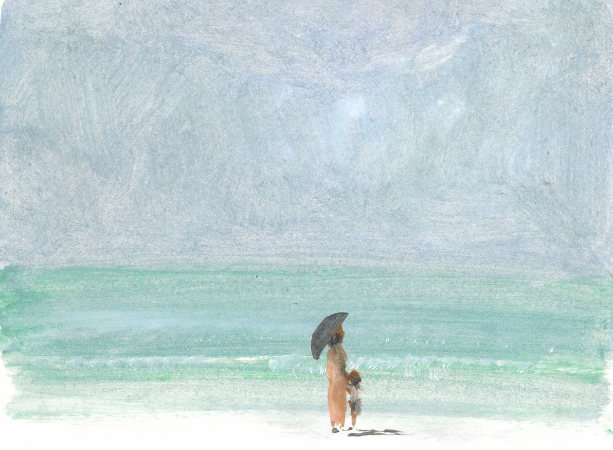 Mãe e Filho (acrílico sobre papel) de Lincoln Seligman