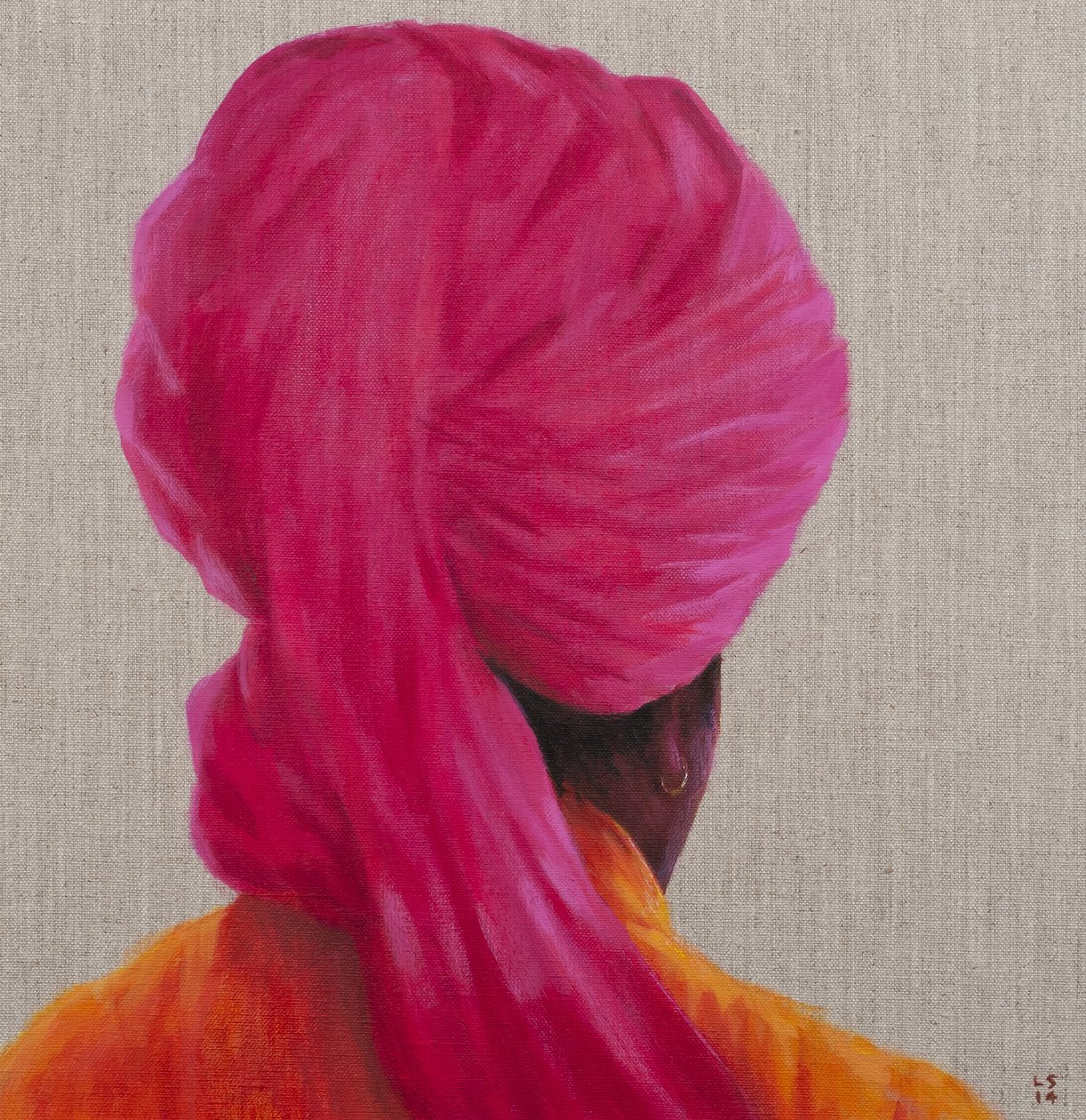 Turbante Rosa, Casaco Laranja, 2014 de Lincoln Seligman
