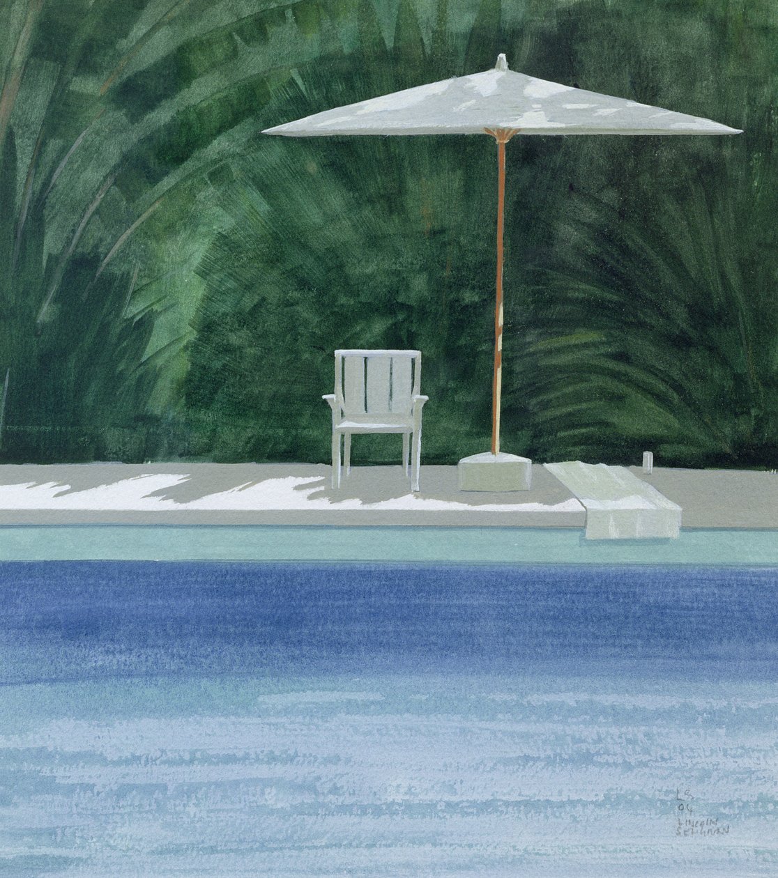 Poolside, 1994 (acrílico sobre papel) de Lincoln Seligman