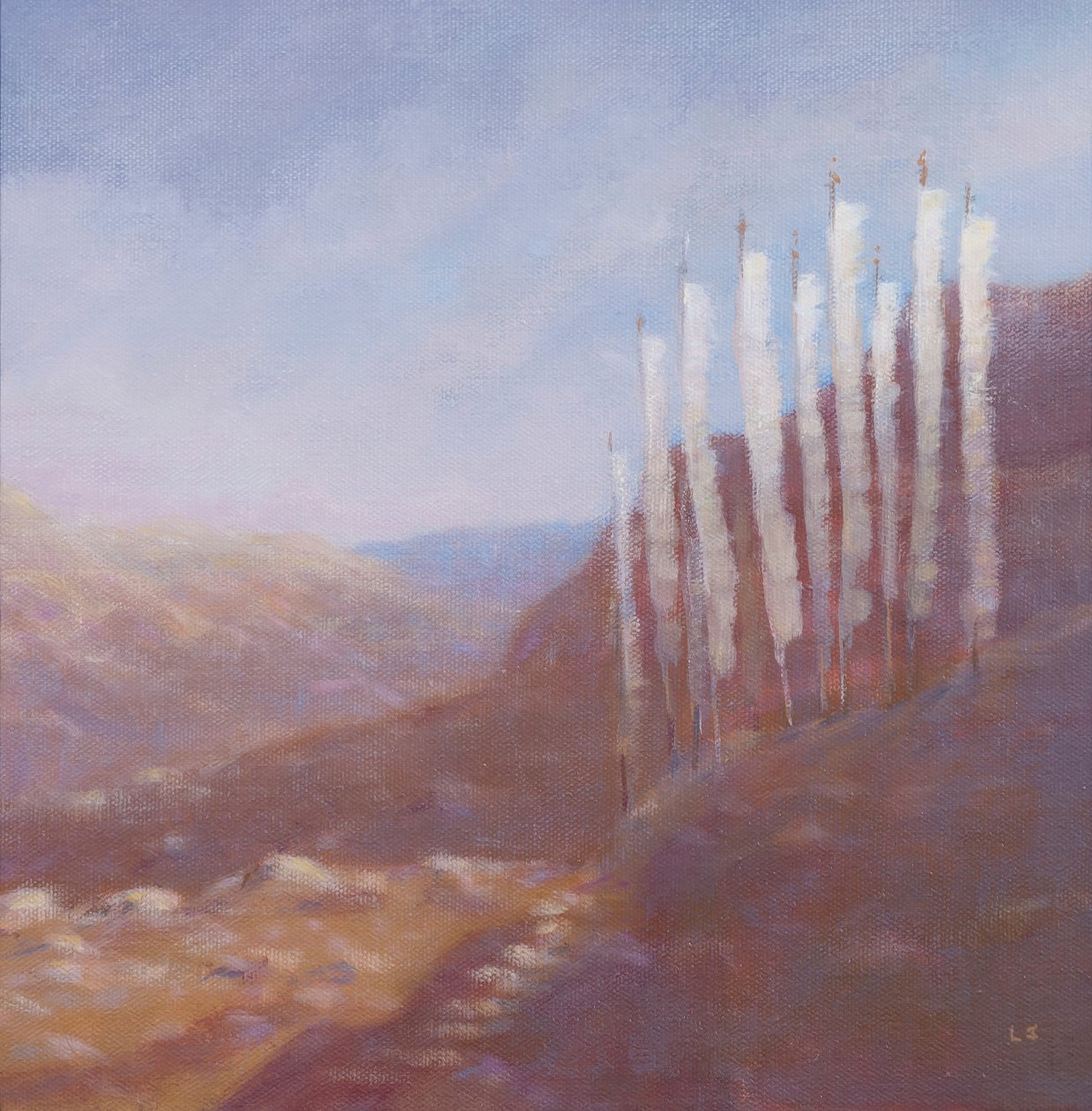Bandeiras de oração, Butão, 2012 (acrílico sobre tela) de Lincoln Seligman