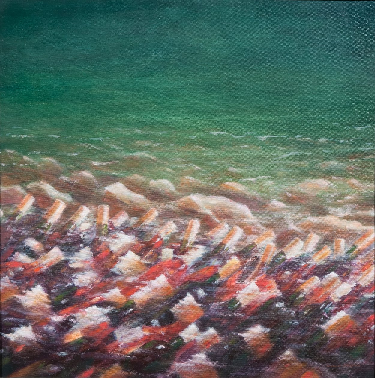 Resfriamento de vermelho e rosa, 2012 (acrílico sobre tela) de Lincoln Seligman