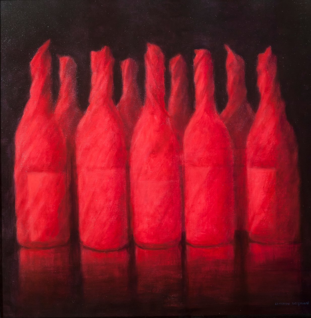 Vinho envolto em vermelho, 2012 (acrílico sobre tela) de Lincoln Seligman