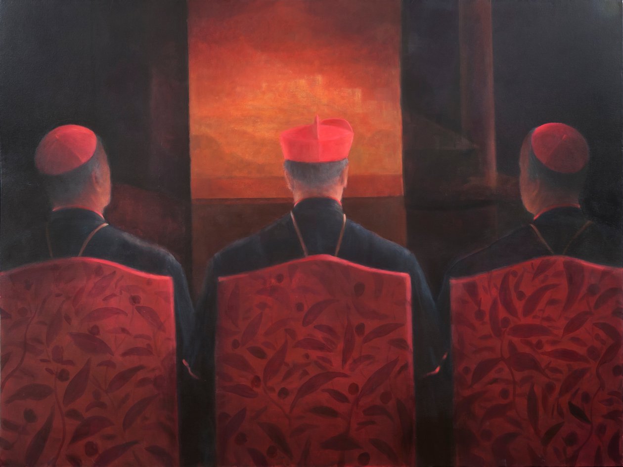 Três Cardeais, 2012 (acrílico sobre tela) de Lincoln Seligman