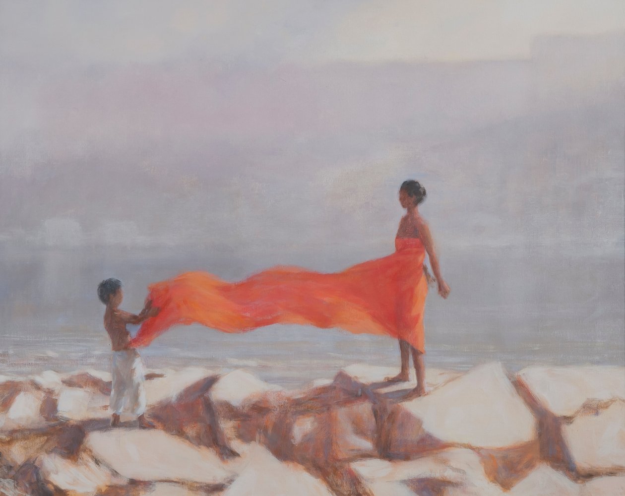 Amarrando um Sari, Índia, 2012 (acrílico sobre tela) de Lincoln Seligman