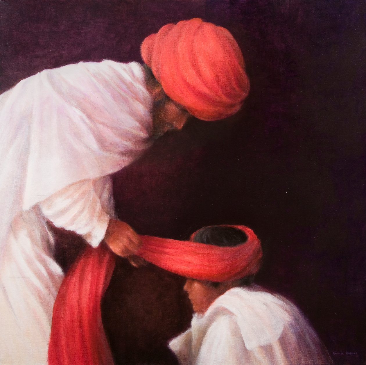 Amarrando um turbante, 2010 (acrílico sobre tela) de Lincoln Seligman
