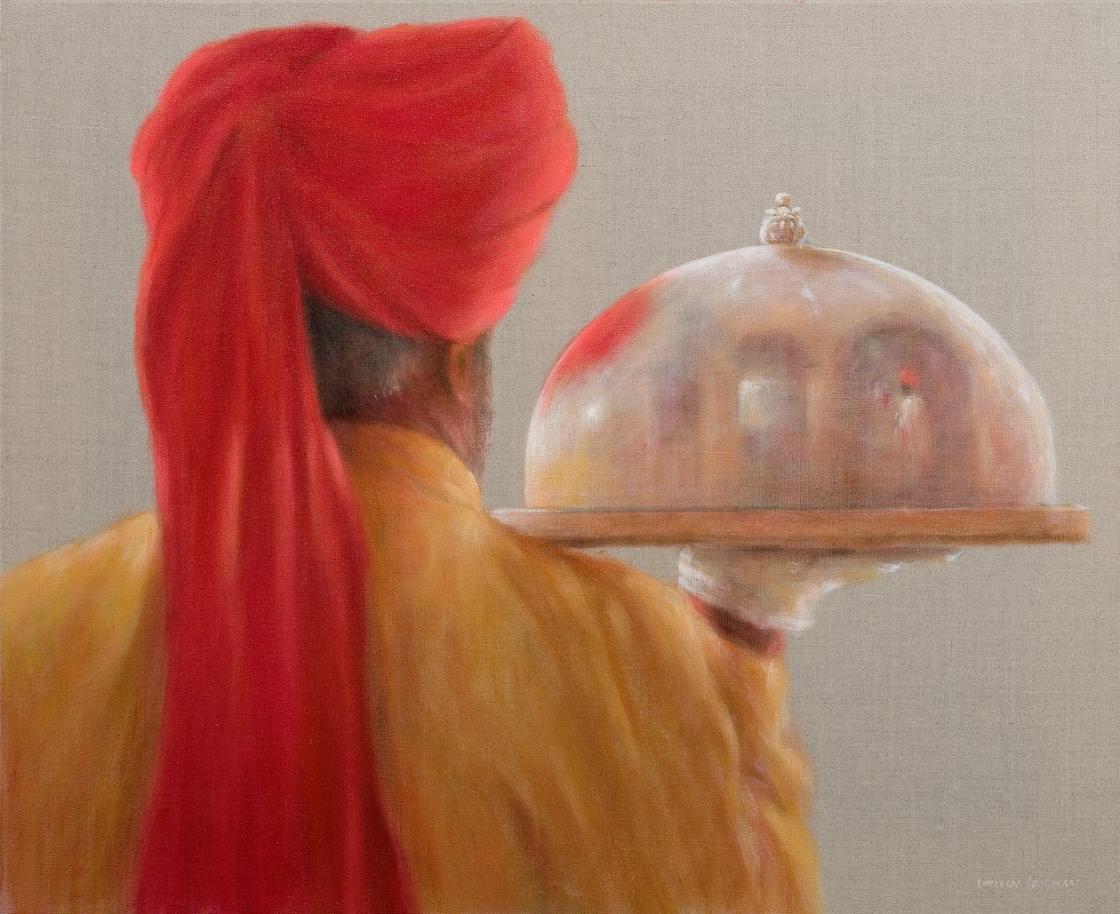 Garçom, Rambagh Palace, 2010 (acrílico sobre tela) de Lincoln Seligman
