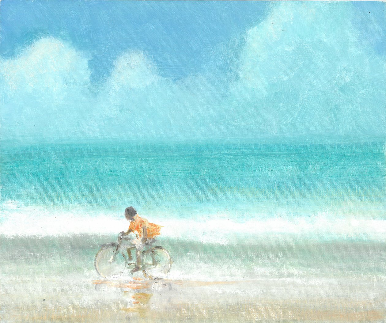 Boy on a Bike, 2015 (acrílico sobre tela) de Lincoln Seligman