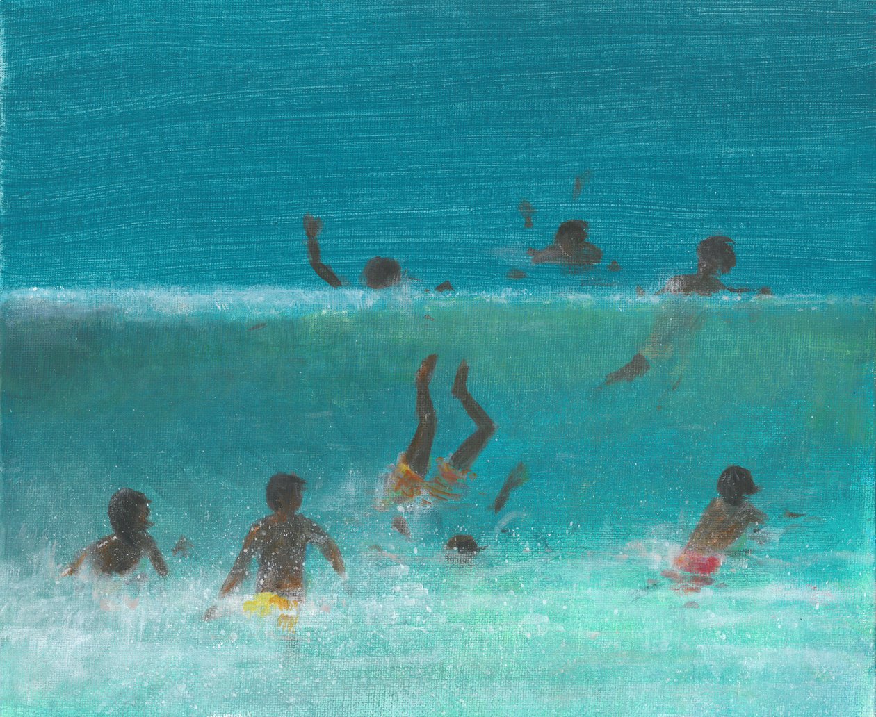 Crianças no Surf, 2015 (acrílico sobre tela) de Lincoln Seligman