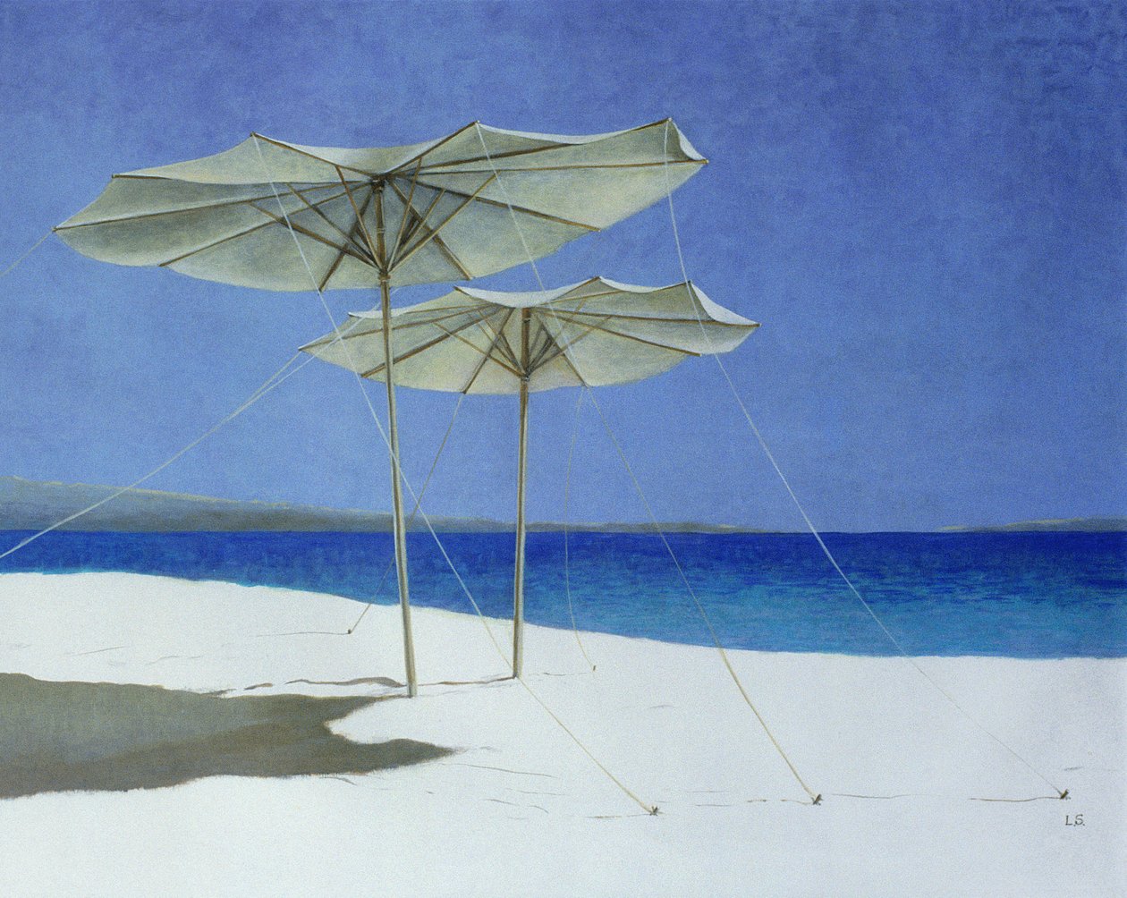 Guarda-chuvas, Grécia, 1995 (acrílico sobre papel) de Lincoln Seligman