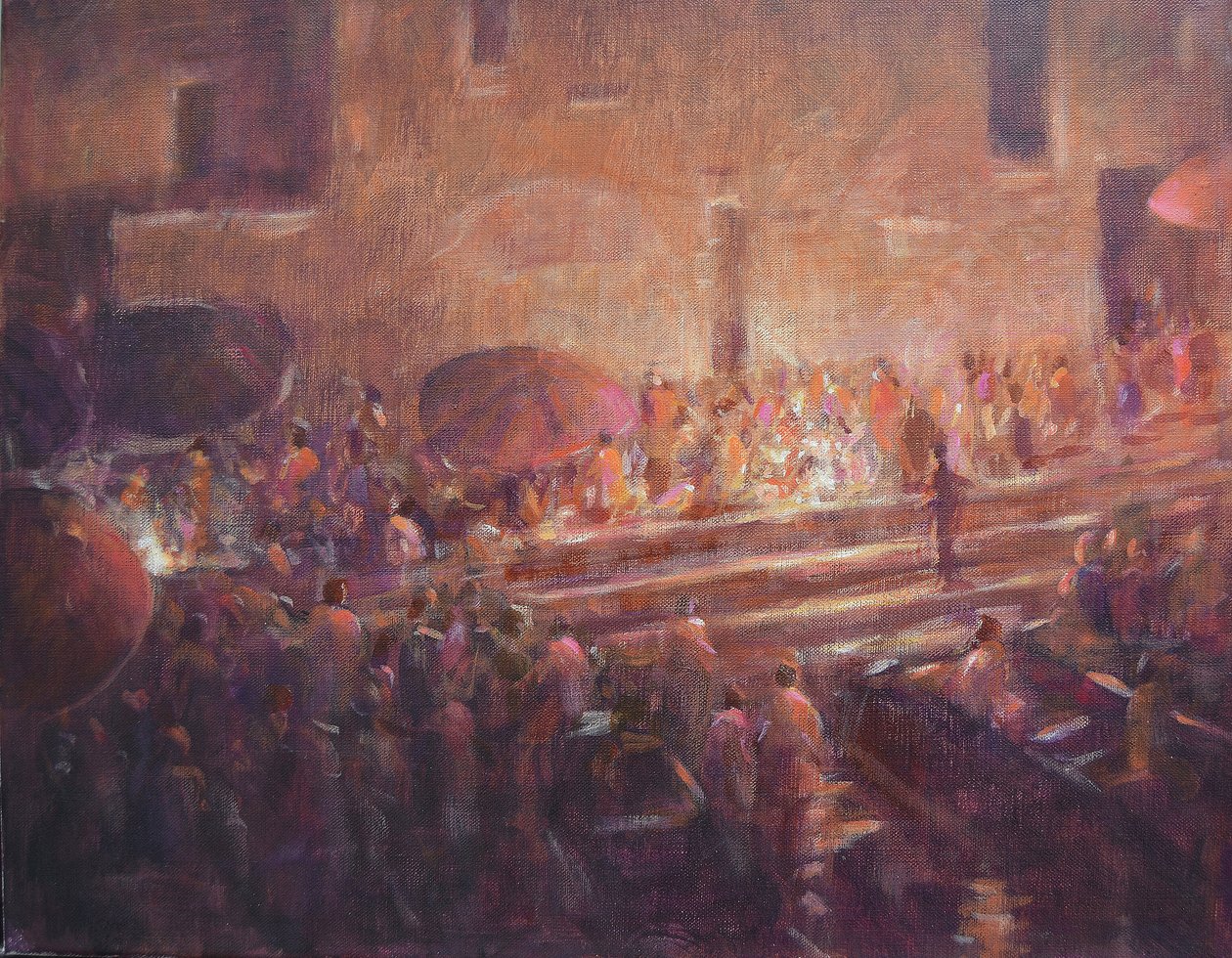 Passos de Varanasi à noite de Lincoln Seligman