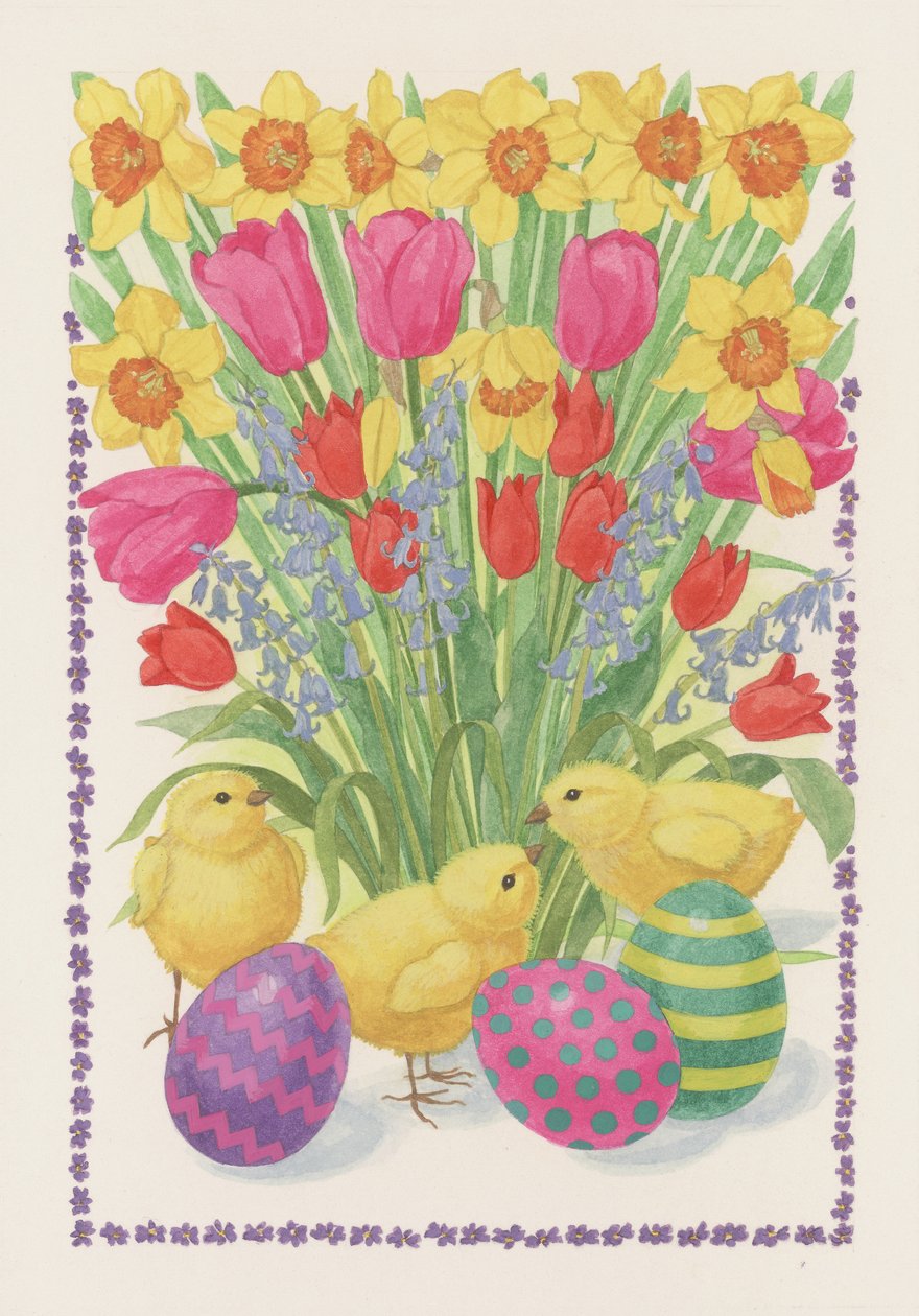 Pintainhos, Ovos e Flores, 1995 (wc on paper) de Linda Benton